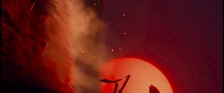 Crimson Horizon: Red Sun Mountain Twilight