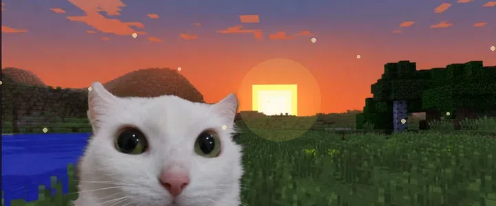 Pixel Horizon: Minecraft Sunset Cat